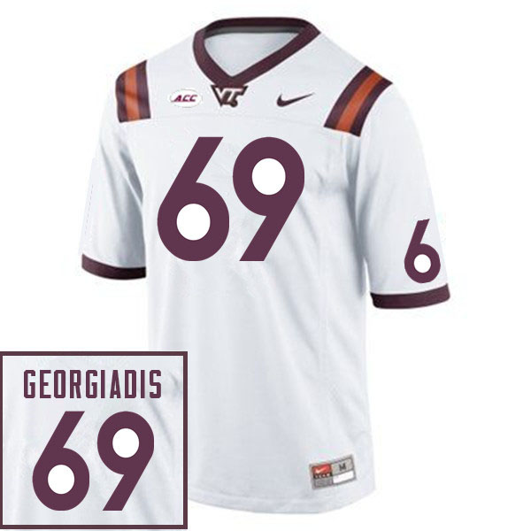 Men #69 Dimitri Georgiadis Virginia Tech Hokies College Football Jerseys Sale-White